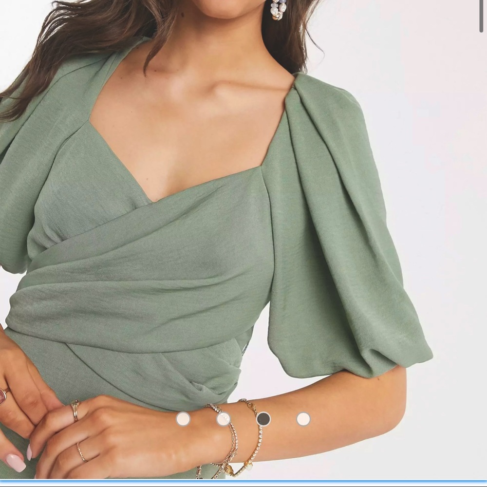 ASOS Font wrap midi dress with puff sleeves